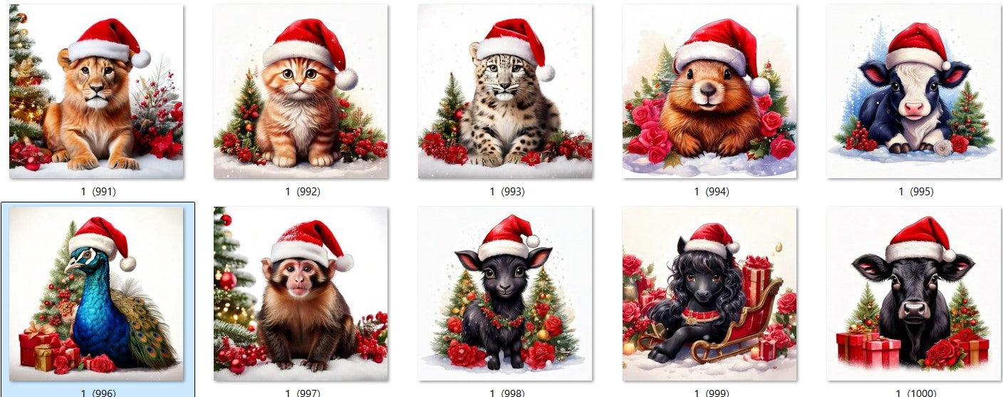 CHRISTMAS ANIMAL Ready To Press Sublimation Heat Transfer Print Bundles Of 10 Prints (LMHCHRISTMASANIMALS1-1000)