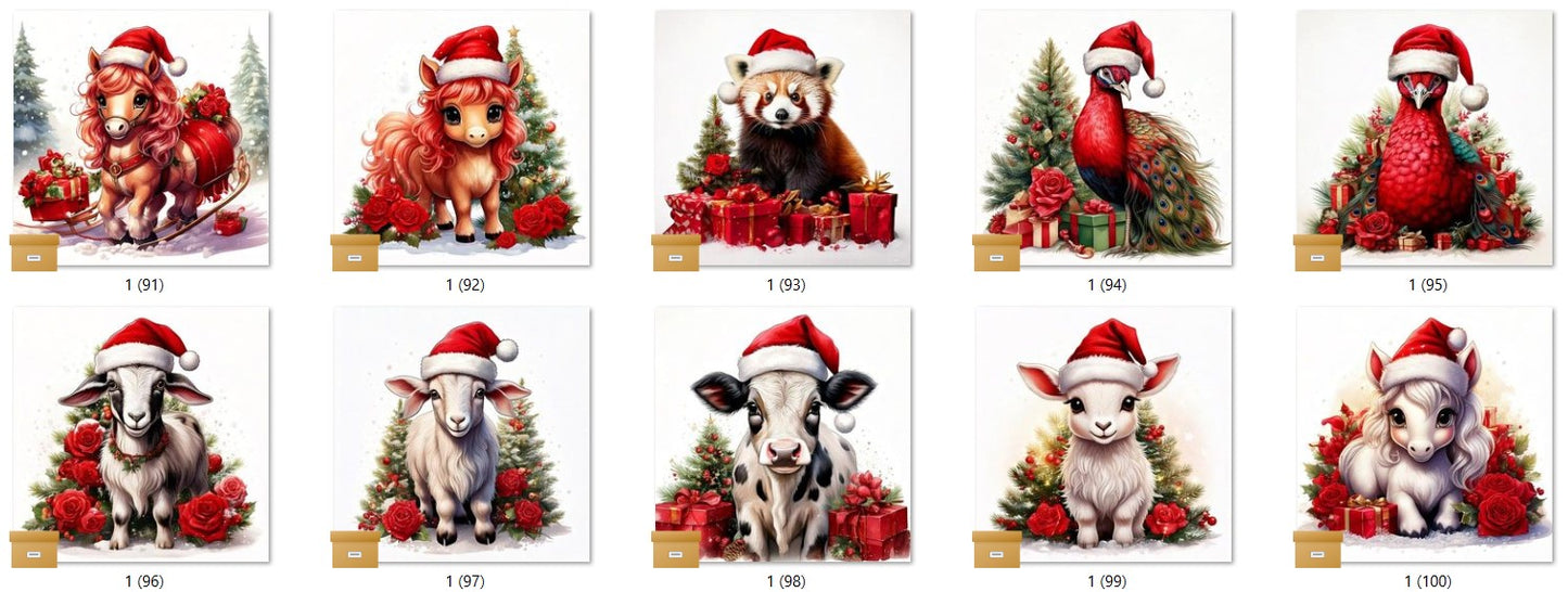 CHRISTMAS ANIMAL Ready To Press Sublimation Heat Transfer Print Bundles Of 10 Prints (LMHCHRISTMASANIMALS1-1000)