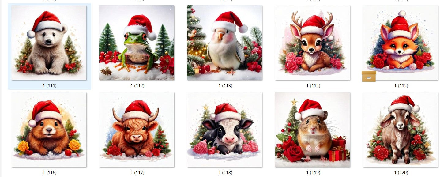 CHRISTMAS ANIMAL Ready To Press Sublimation Heat Transfer Print Bundles Of 10 Prints (LMHCHRISTMASANIMALS1-1000)