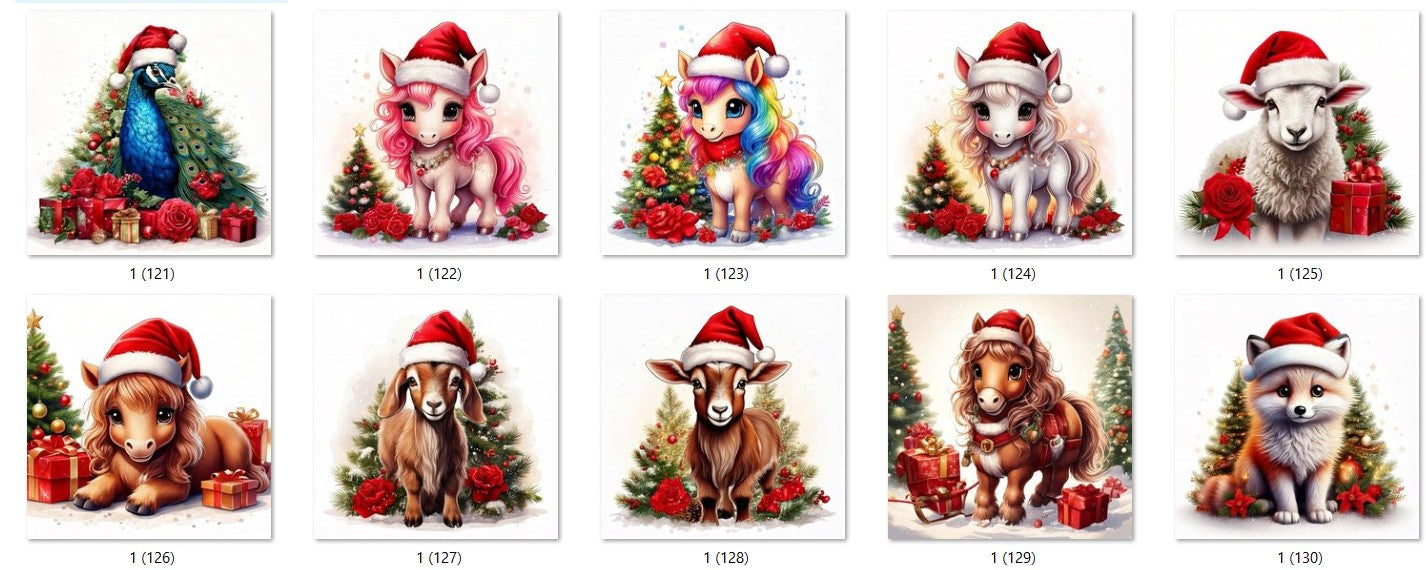 CHRISTMAS ANIMAL Ready To Press Sublimation Heat Transfer Print Bundles Of 10 Prints (LMHCHRISTMASANIMALS1-1000)