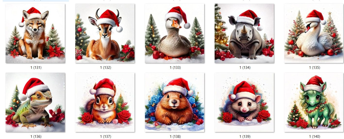 CHRISTMAS ANIMAL Ready To Press Sublimation Heat Transfer Print Bundles Of 10 Prints (LMHCHRISTMASANIMALS1-1000)