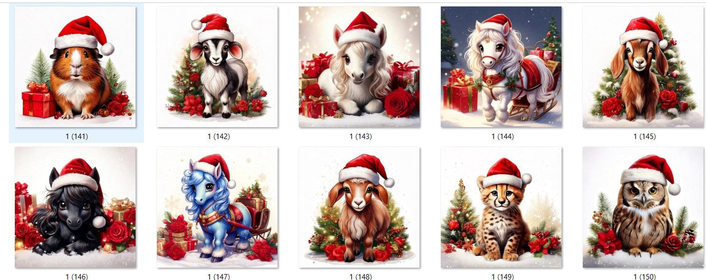 CHRISTMAS ANIMAL Ready To Press Sublimation Heat Transfer Print Bundles Of 10 Prints (LMHCHRISTMASANIMALS1-1000)