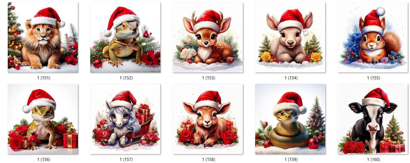 CHRISTMAS ANIMAL Ready To Press Sublimation Heat Transfer Print Bundles Of 10 Prints (LMHCHRISTMASANIMALS1-1000)