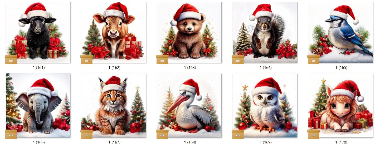 CHRISTMAS ANIMAL Ready To Press Sublimation Heat Transfer Print Bundles Of 10 Prints (LMHCHRISTMASANIMALS1-1000)