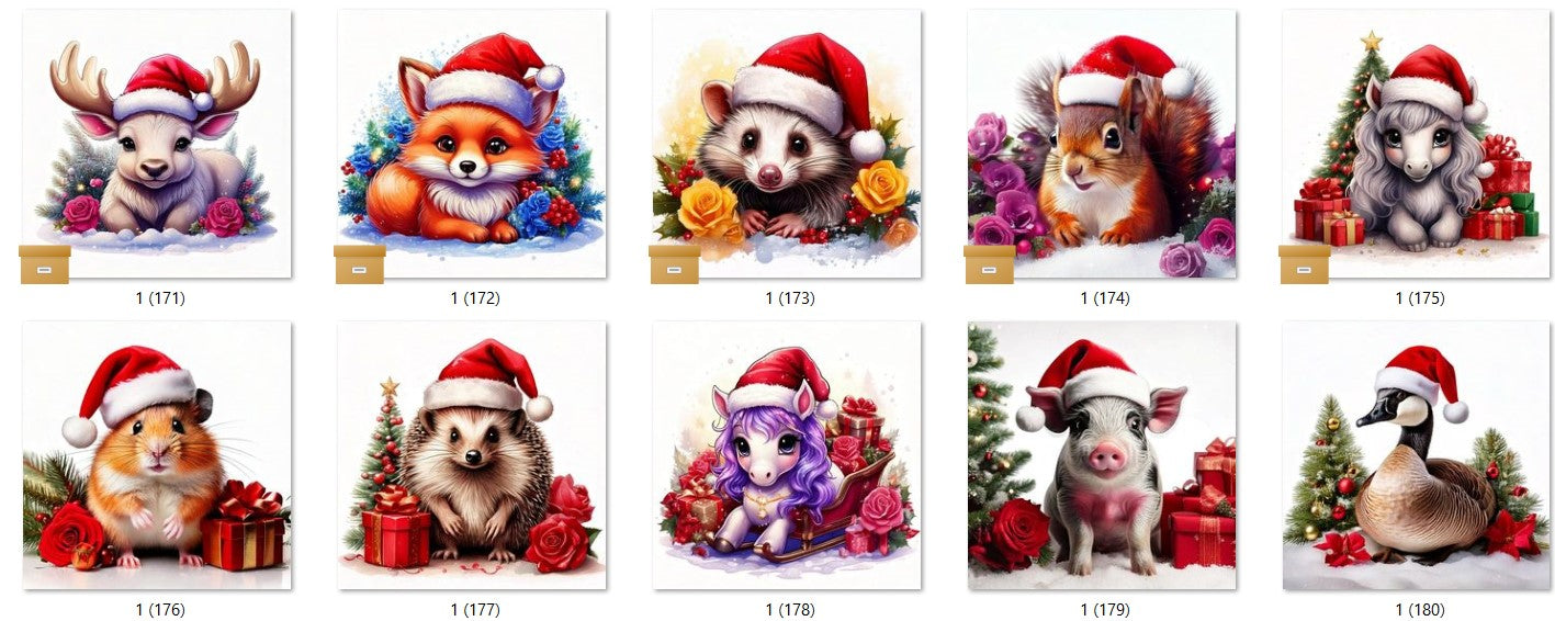 CHRISTMAS ANIMAL Ready To Press Sublimation Heat Transfer Print Bundles Of 10 Prints (LMHCHRISTMASANIMALS1-1000)