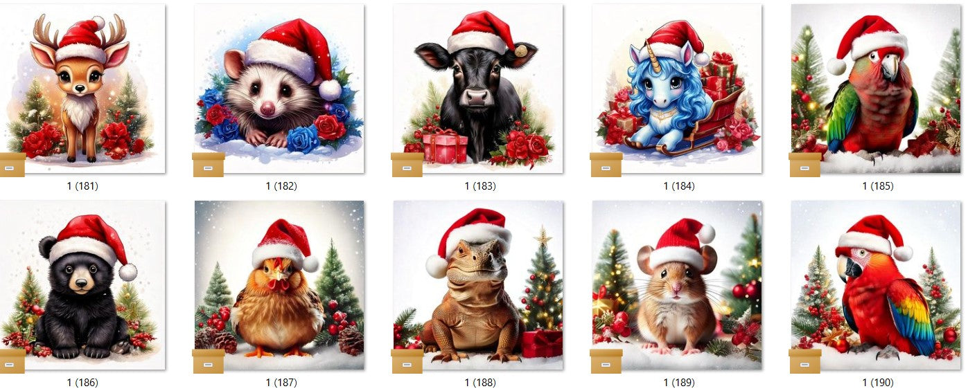 CHRISTMAS ANIMAL Ready To Press Sublimation Heat Transfer Print Bundles Of 10 Prints (LMHCHRISTMASANIMALS1-1000)