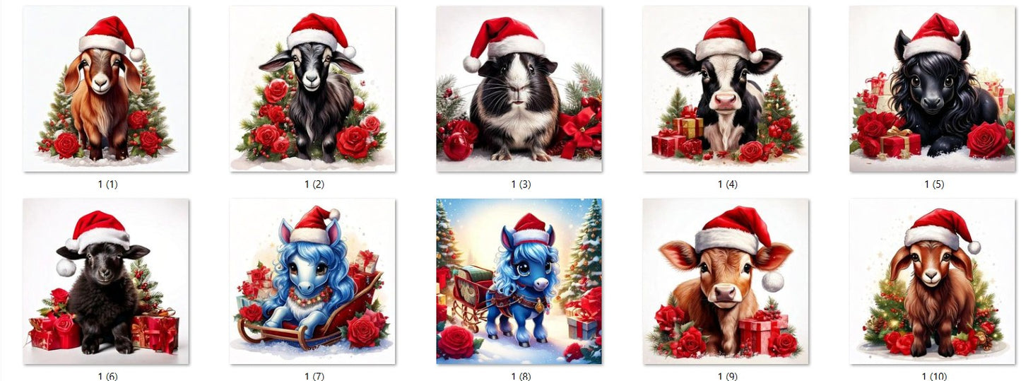 CHRISTMAS ANIMAL Ready To Press Sublimation Heat Transfer Print Bundles Of 10 Prints (LMHCHRISTMASANIMALS1-1000)