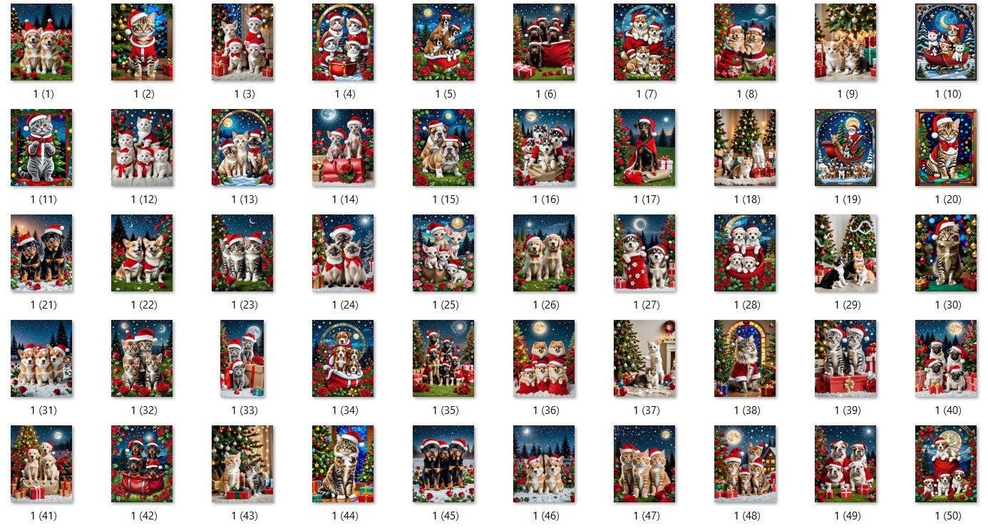 Christmas Cats and Dogs Digital Download Bundles