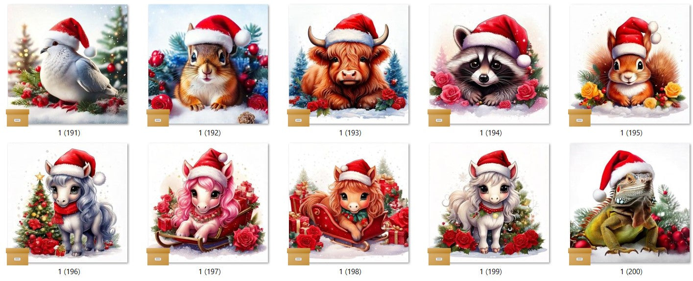 CHRISTMAS ANIMAL Ready To Press Sublimation Heat Transfer Print Bundles Of 10 Prints (LMHCHRISTMASANIMALS1-1000)