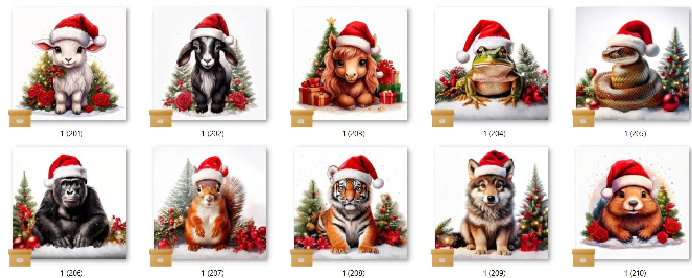 CHRISTMAS ANIMAL Ready To Press Sublimation Heat Transfer Print Bundles Of 10 Prints (LMHCHRISTMASANIMALS1-1000)