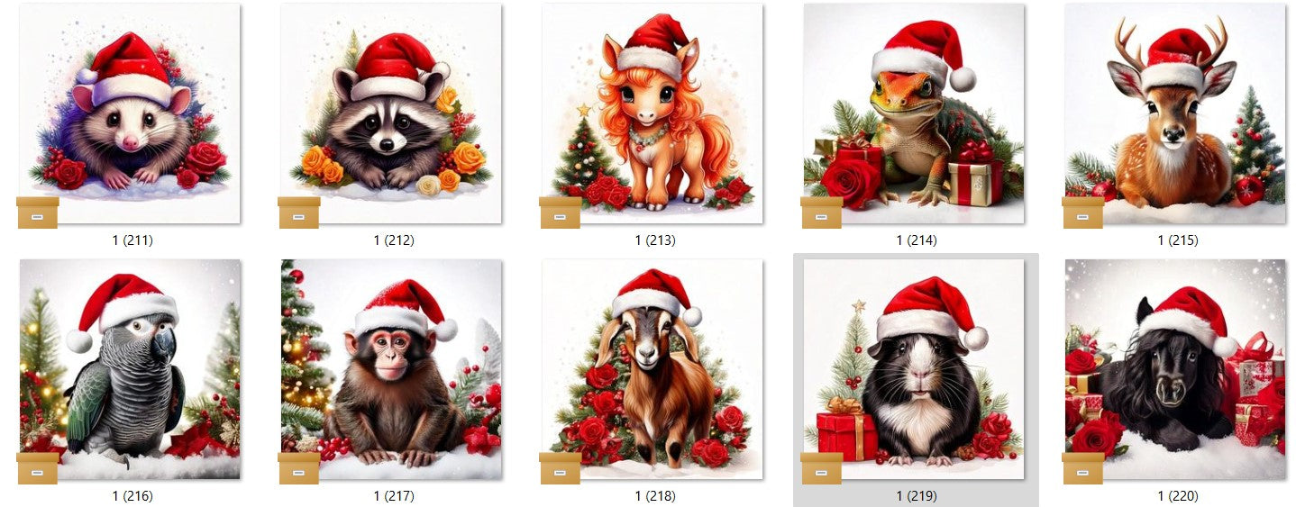 CHRISTMAS ANIMAL Ready To Press Sublimation Heat Transfer Print Bundles Of 10 Prints (LMHCHRISTMASANIMALS1-1000)