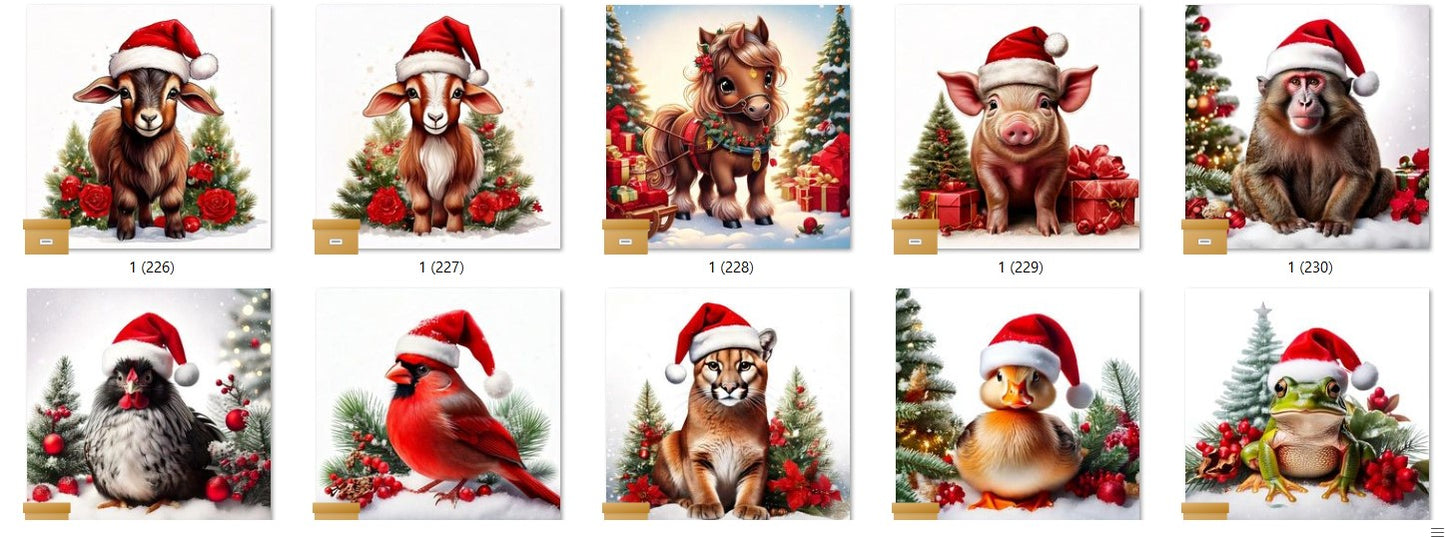 CHRISTMAS ANIMAL Ready To Press Sublimation Heat Transfer Print Bundles Of 10 Prints (LMHCHRISTMASANIMALS1-1000)