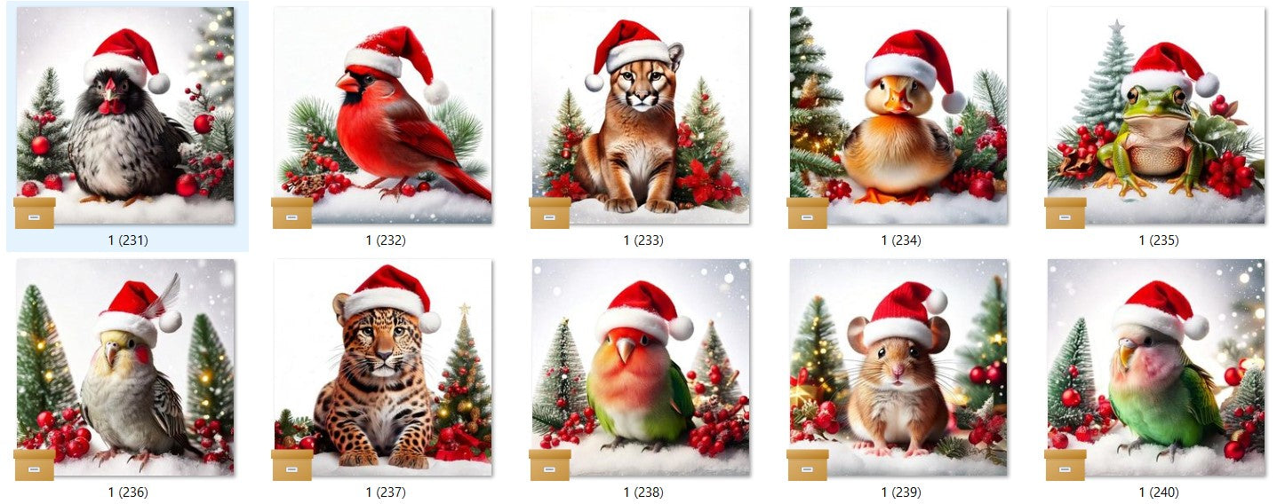 CHRISTMAS ANIMAL Ready To Press Sublimation Heat Transfer Print Bundles Of 10 Prints (LMHCHRISTMASANIMALS1-1000)