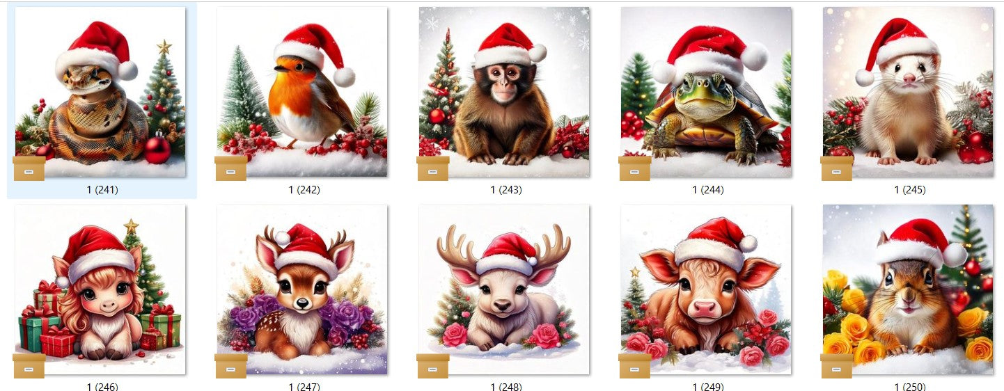 CHRISTMAS ANIMAL Ready To Press Sublimation Heat Transfer Print Bundles Of 10 Prints (LMHCHRISTMASANIMALS1-1000)