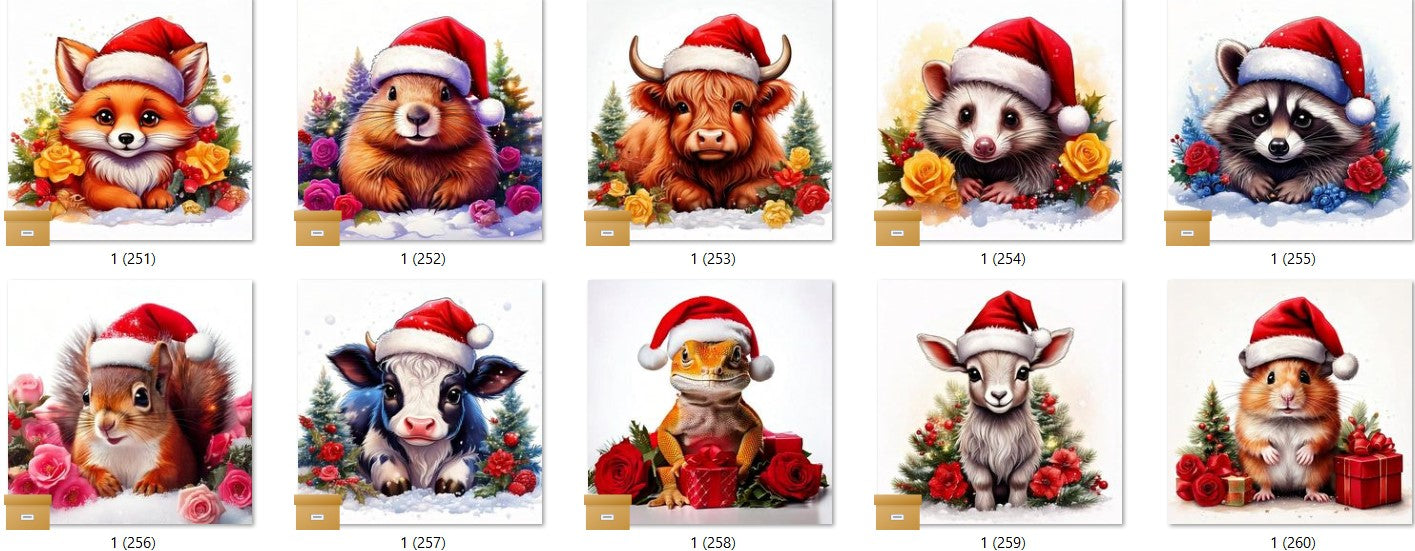 CHRISTMAS ANIMAL Ready To Press Sublimation Heat Transfer Print Bundles Of 10 Prints (LMHCHRISTMASANIMALS1-1000)