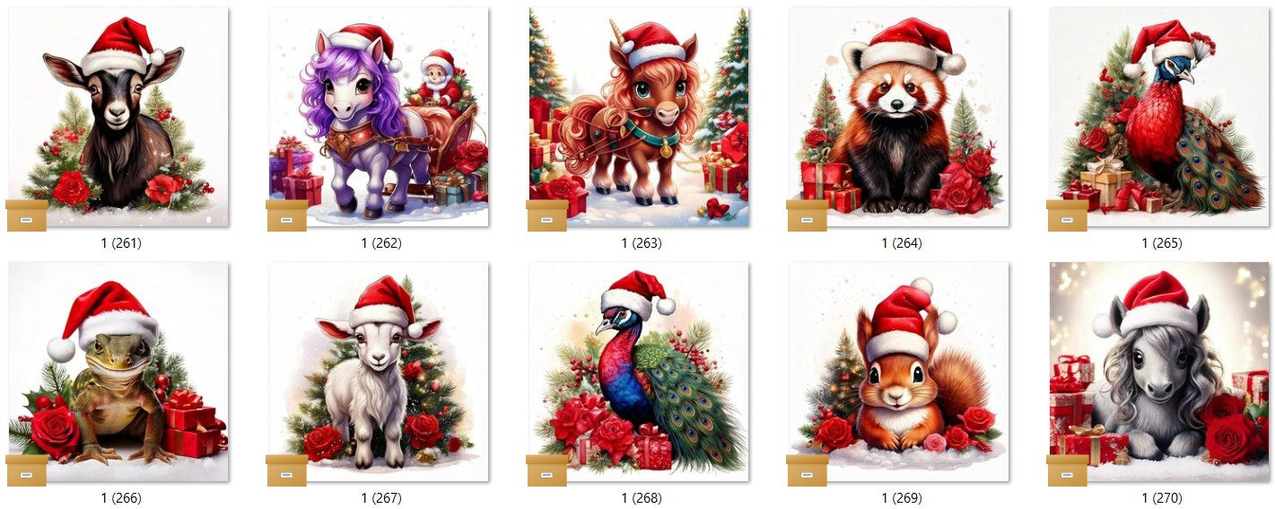 CHRISTMAS ANIMAL Ready To Press Sublimation Heat Transfer Print Bundles Of 10 Prints (LMHCHRISTMASANIMALS1-1000)