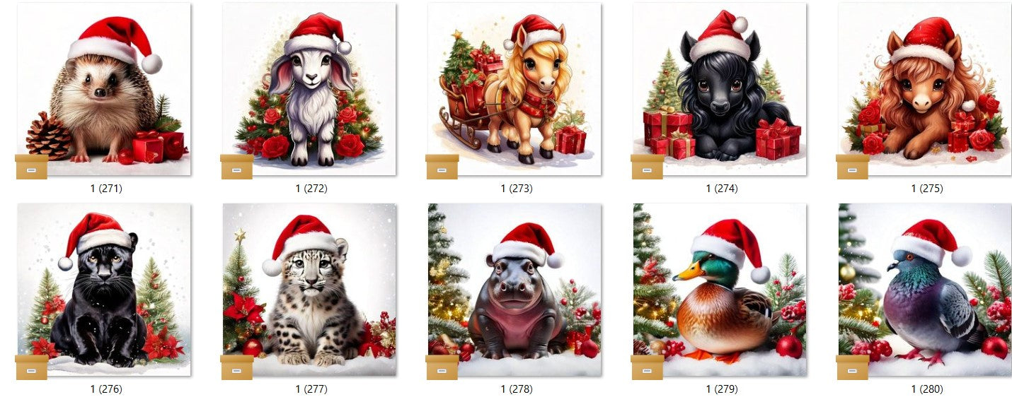 CHRISTMAS ANIMAL Ready To Press Sublimation Heat Transfer Print Bundles Of 10 Prints (LMHCHRISTMASANIMALS1-1000)