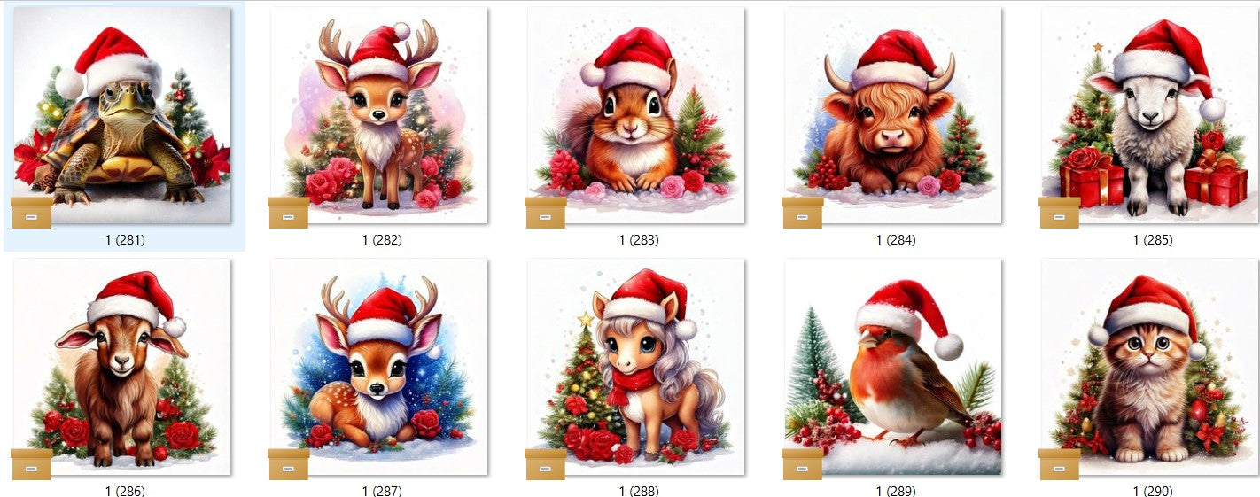 CHRISTMAS ANIMAL Ready To Press Sublimation Heat Transfer Print Bundles Of 10 Prints (LMHCHRISTMASANIMALS1-1000)