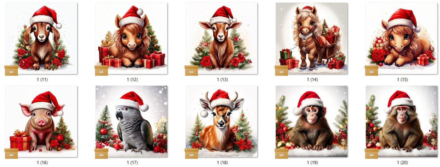 CHRISTMAS ANIMAL Ready To Press Sublimation Heat Transfer Print Bundles Of 10 Prints (LMHCHRISTMASANIMALS1-1000)