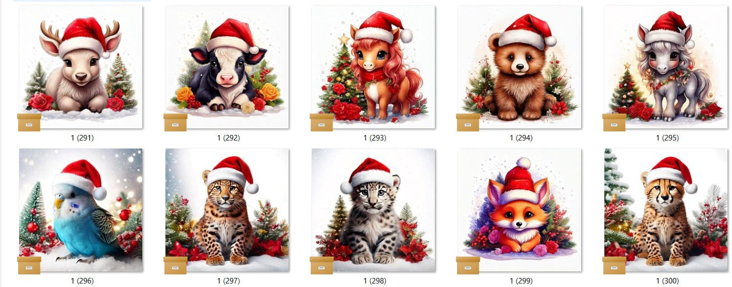 CHRISTMAS ANIMAL Ready To Press Sublimation Heat Transfer Print Bundles Of 10 Prints (LMHCHRISTMASANIMALS1-1000)