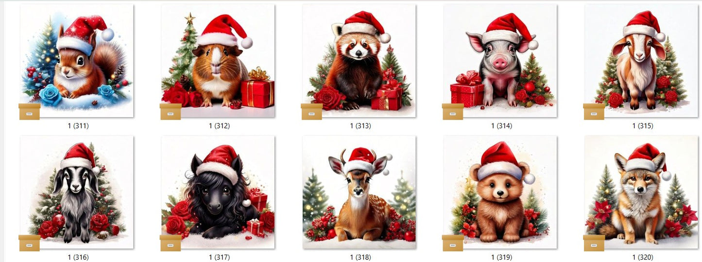 CHRISTMAS ANIMAL Ready To Press Sublimation Heat Transfer Print Bundles Of 10 Prints (LMHCHRISTMASANIMALS1-1000)