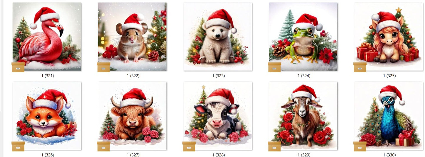 CHRISTMAS ANIMAL Ready To Press Sublimation Heat Transfer Print Bundles Of 10 Prints (LMHCHRISTMASANIMALS1-1000)