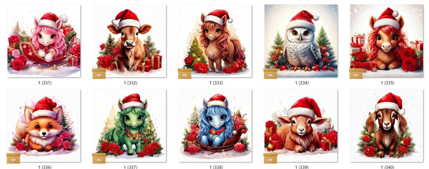 CHRISTMAS ANIMAL Ready To Press Sublimation Heat Transfer Print Bundles Of 10 Prints (LMHCHRISTMASANIMALS1-1000)