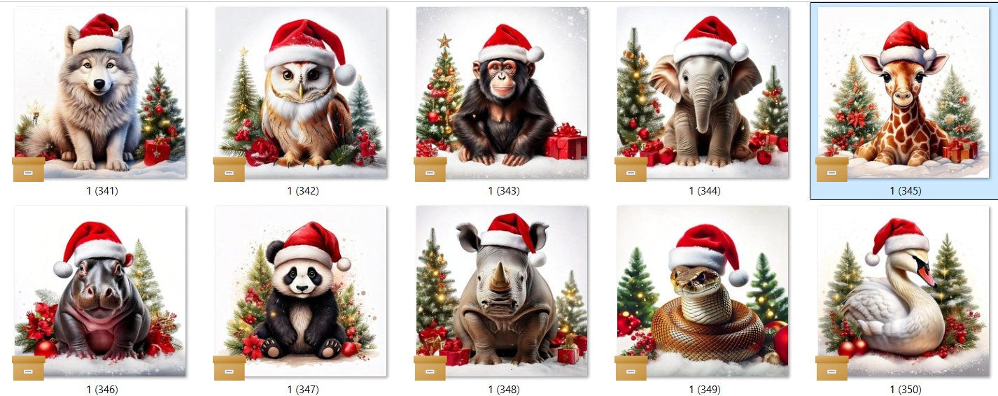 CHRISTMAS ANIMAL Ready To Press Sublimation Heat Transfer Print Bundles Of 10 Prints (LMHCHRISTMASANIMALS1-1000)