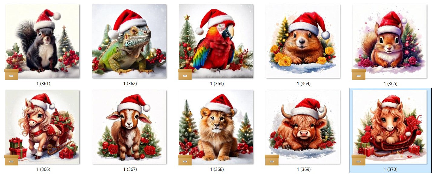 CHRISTMAS ANIMAL Ready To Press Sublimation Heat Transfer Print Bundles Of 10 Prints (LMHCHRISTMASANIMALS1-1000)