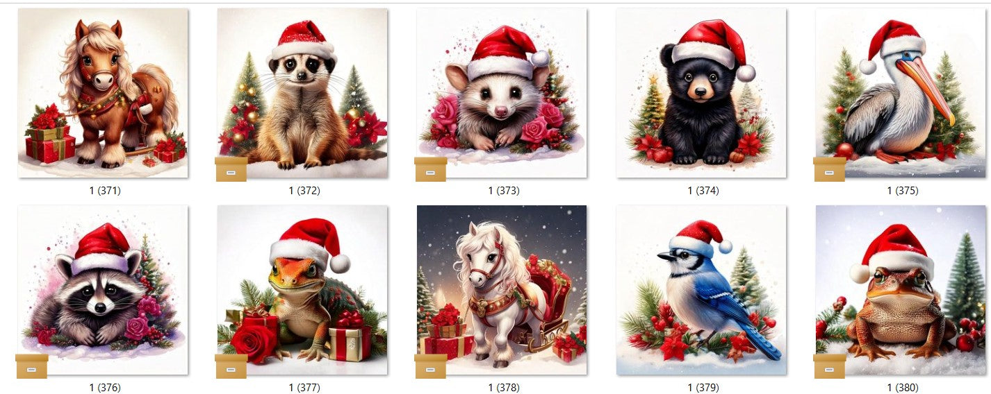 CHRISTMAS ANIMAL Ready To Press Sublimation Heat Transfer Print Bundles Of 10 Prints (LMHCHRISTMASANIMALS1-1000)