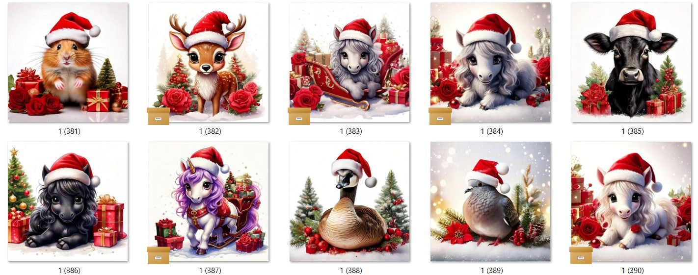 CHRISTMAS ANIMAL Ready To Press Sublimation Heat Transfer Print Bundles Of 10 Prints (LMHCHRISTMASANIMALS1-1000)