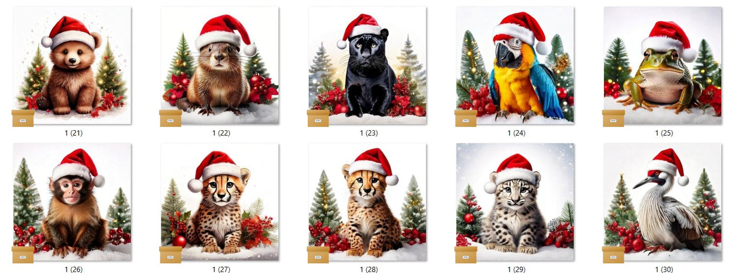 CHRISTMAS ANIMAL Ready To Press Sublimation Heat Transfer Print Bundles Of 10 Prints (LMHCHRISTMASANIMALS1-1000)