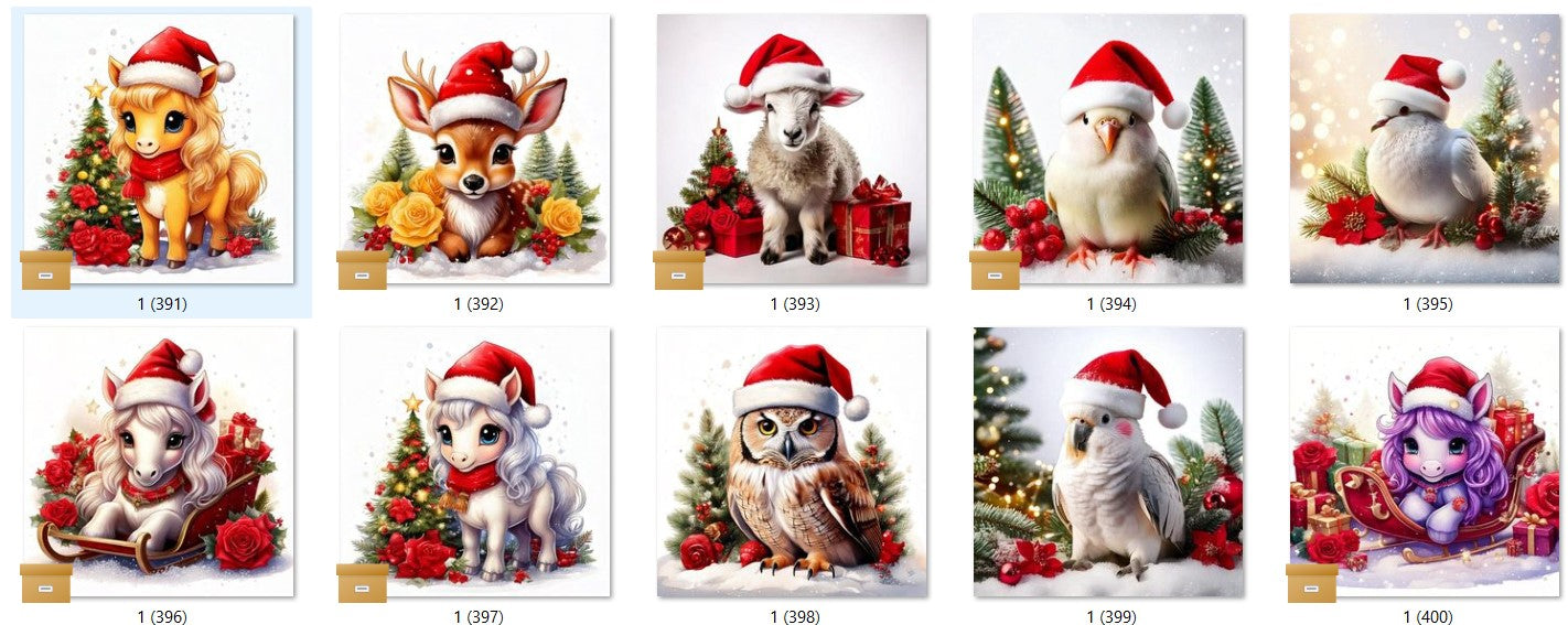 CHRISTMAS ANIMAL Ready To Press Sublimation Heat Transfer Print Bundles Of 10 Prints (LMHCHRISTMASANIMALS1-1000)