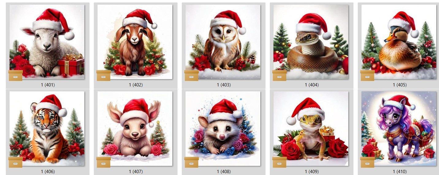 CHRISTMAS ANIMAL Ready To Press Sublimation Heat Transfer Print Bundles Of 10 Prints (LMHCHRISTMASANIMALS1-1000)