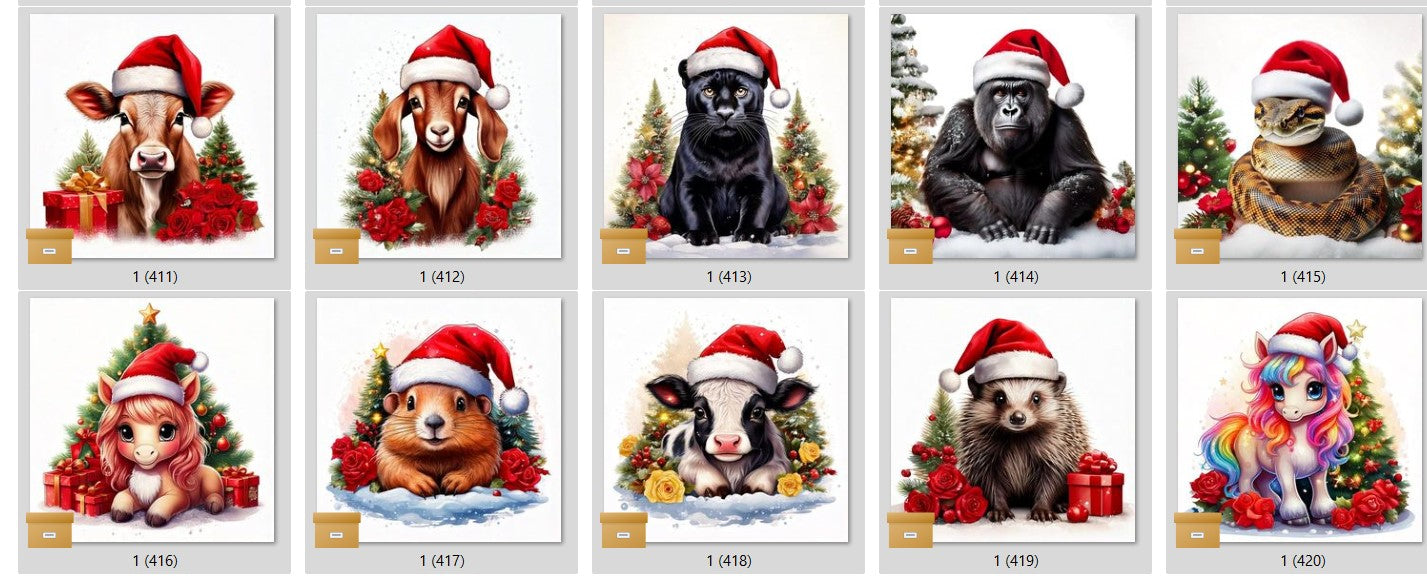 CHRISTMAS ANIMAL Ready To Press Sublimation Heat Transfer Print Bundles Of 10 Prints (LMHCHRISTMASANIMALS1-1000)