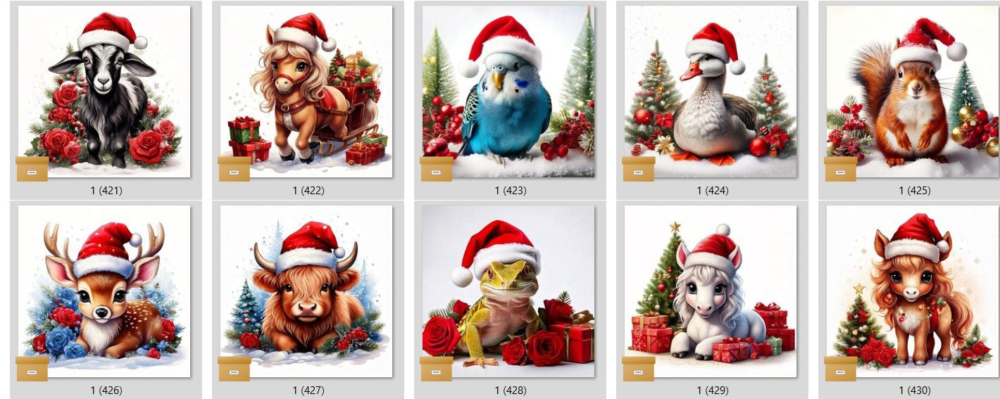 CHRISTMAS ANIMAL Ready To Press Sublimation Heat Transfer Print Bundles Of 10 Prints (LMHCHRISTMASANIMALS1-1000)