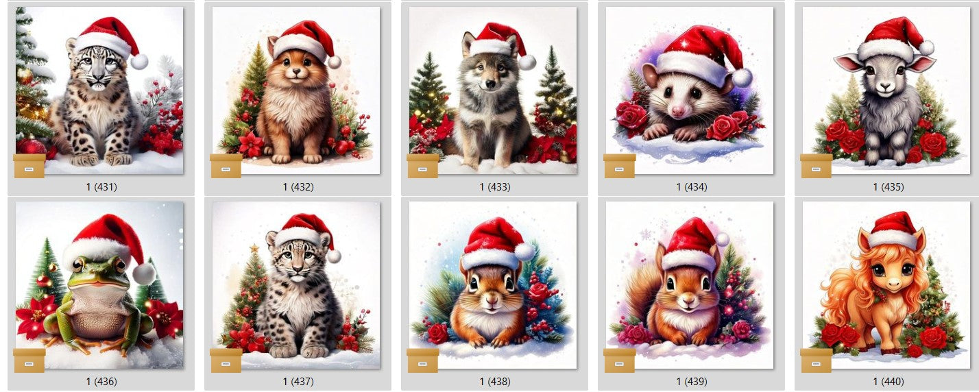 CHRISTMAS ANIMAL Ready To Press Sublimation Heat Transfer Print Bundles Of 10 Prints (LMHCHRISTMASANIMALS1-1000)