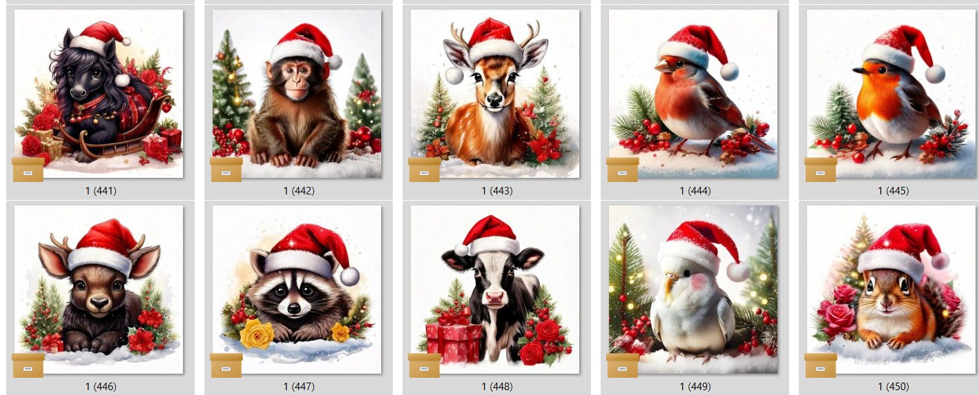 CHRISTMAS ANIMAL Ready To Press Sublimation Heat Transfer Print Bundles Of 10 Prints (LMHCHRISTMASANIMALS1-1000)