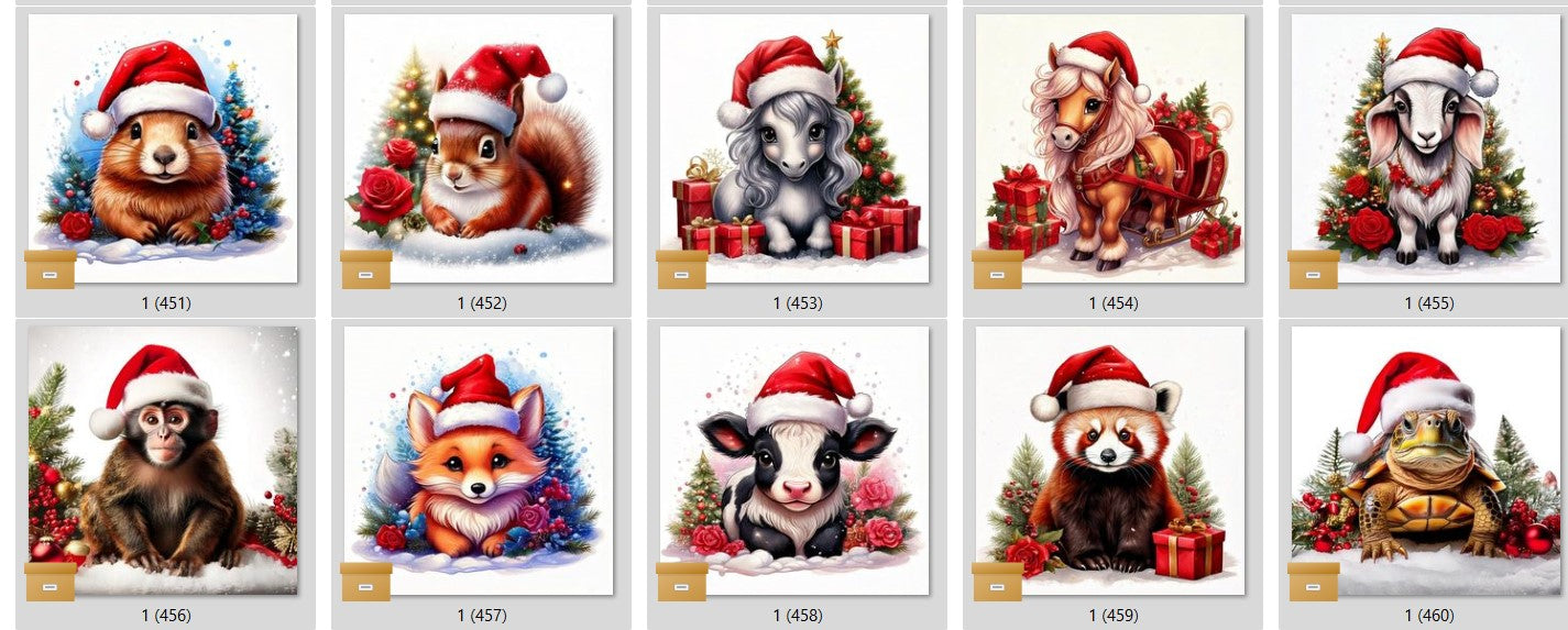 CHRISTMAS ANIMAL Ready To Press Sublimation Heat Transfer Print Bundles Of 10 Prints (LMHCHRISTMASANIMALS1-1000)