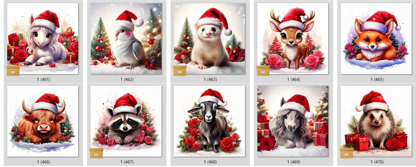 CHRISTMAS ANIMAL Ready To Press Sublimation Heat Transfer Print Bundles Of 10 Prints (LMHCHRISTMASANIMALS1-1000)