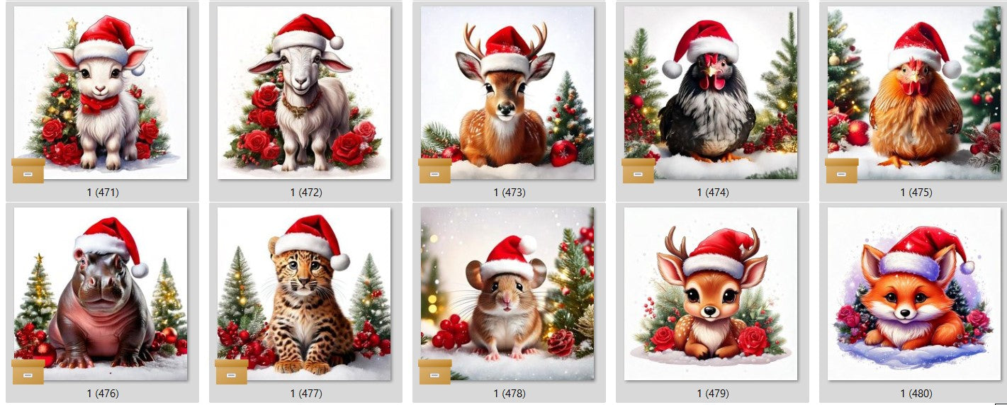 CHRISTMAS ANIMAL Ready To Press Sublimation Heat Transfer Print Bundles Of 10 Prints (LMHCHRISTMASANIMALS1-1000)