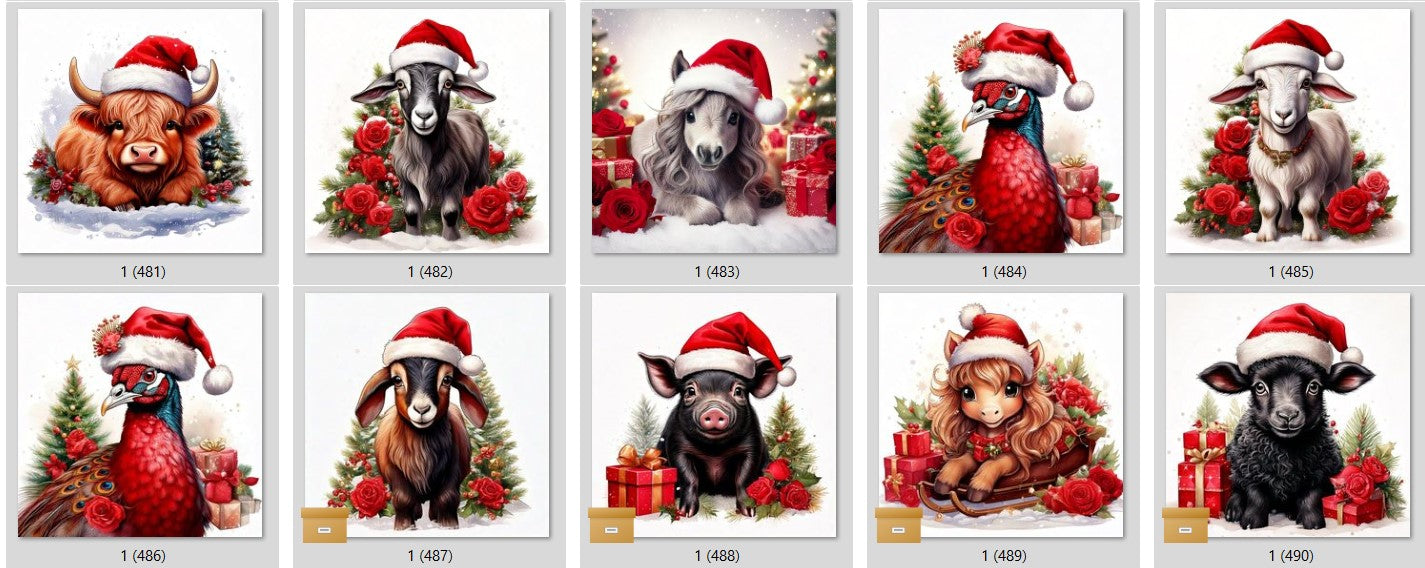 CHRISTMAS ANIMAL Ready To Press Sublimation Heat Transfer Print Bundles Of 10 Prints (LMHCHRISTMASANIMALS1-1000)