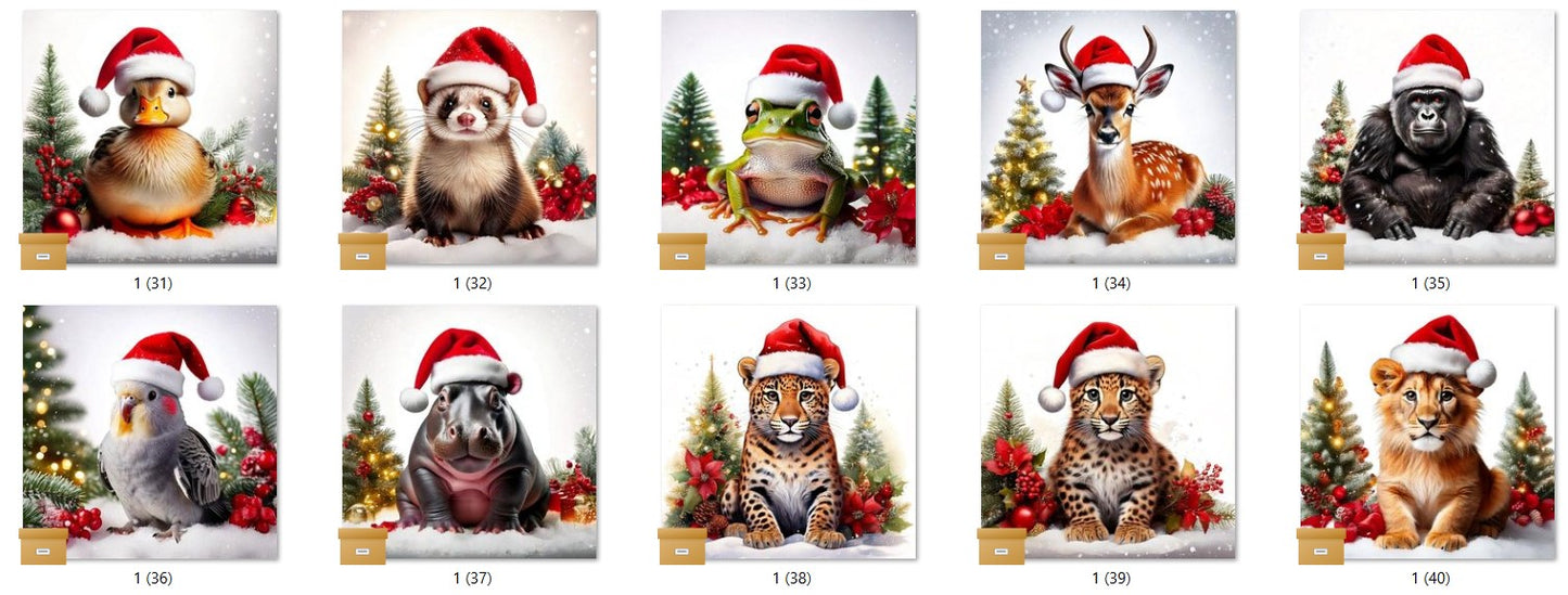 CHRISTMAS ANIMAL Ready To Press Sublimation Heat Transfer Print Bundles Of 10 Prints (LMHCHRISTMASANIMALS1-1000)