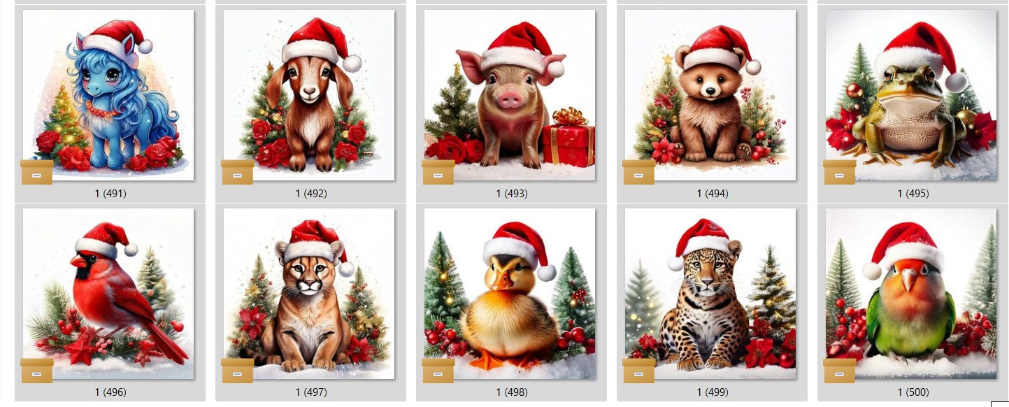 CHRISTMAS ANIMAL Ready To Press Sublimation Heat Transfer Print Bundles Of 10 Prints (LMHCHRISTMASANIMALS1-1000)