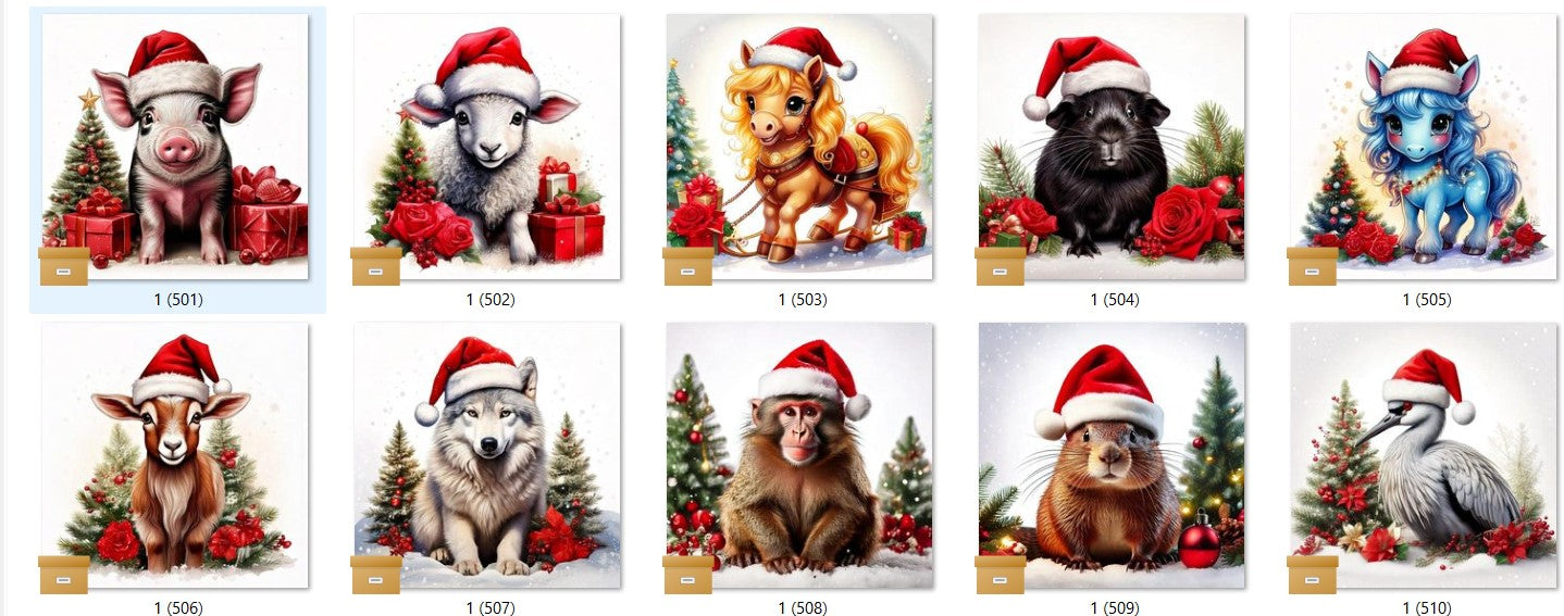 CHRISTMAS ANIMAL Ready To Press Sublimation Heat Transfer Print Bundles Of 10 Prints (LMHCHRISTMASANIMALS1-1000)