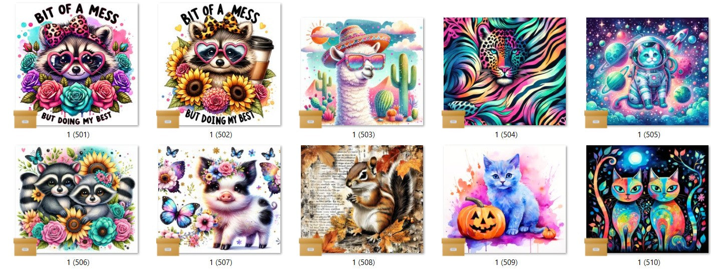 100 Ready To Press Sublimation Heat Transfer Print Bundles each with  10 Prints (PB1-1000)