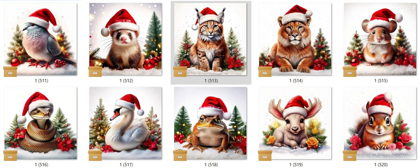 CHRISTMAS ANIMAL Ready To Press Sublimation Heat Transfer Print Bundles Of 10 Prints (LMHCHRISTMASANIMALS1-1000)