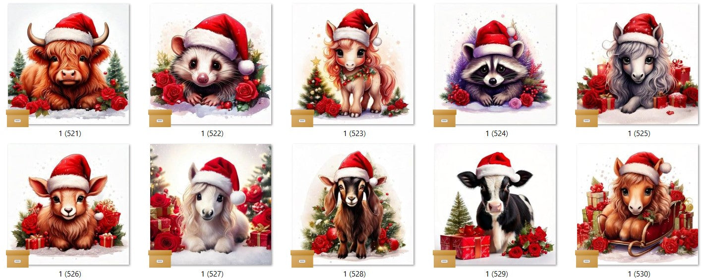 CHRISTMAS ANIMAL Ready To Press Sublimation Heat Transfer Print Bundles Of 10 Prints (LMHCHRISTMASANIMALS1-1000)