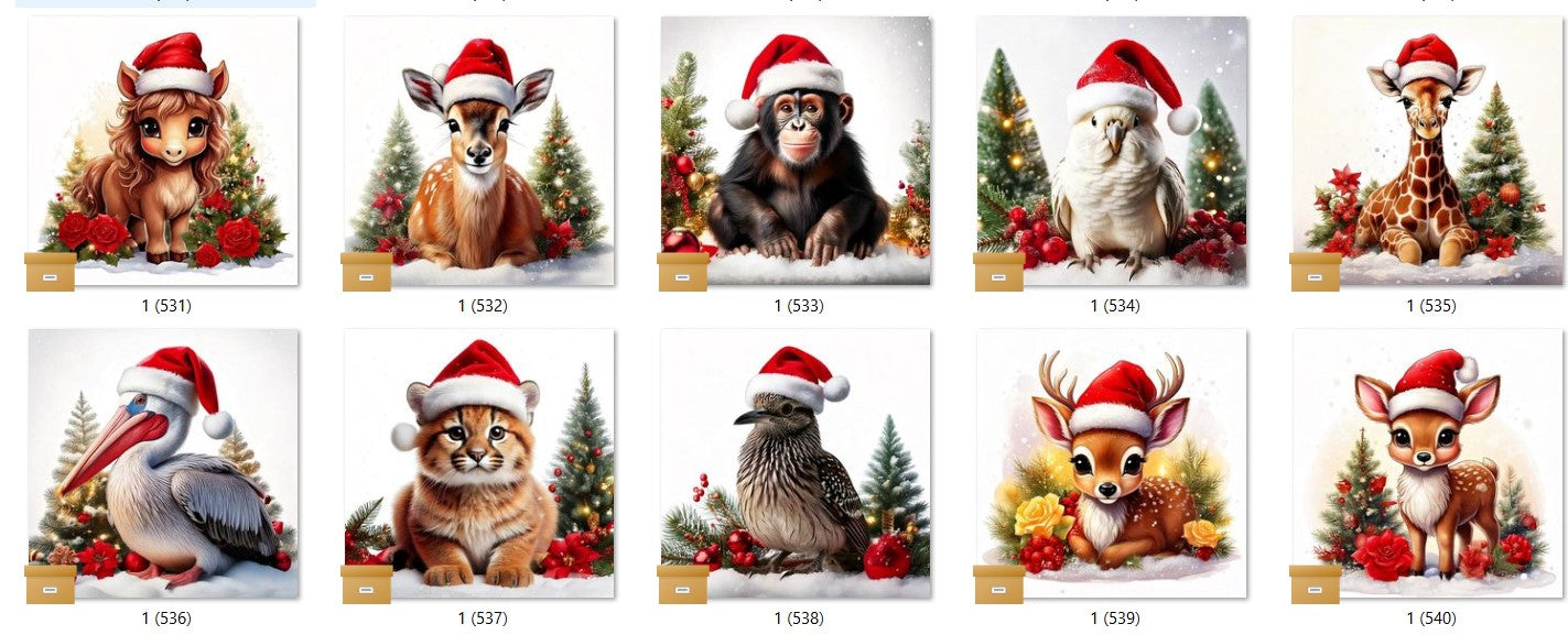 CHRISTMAS ANIMAL Ready To Press Sublimation Heat Transfer Print Bundles Of 10 Prints (LMHCHRISTMASANIMALS1-1000)