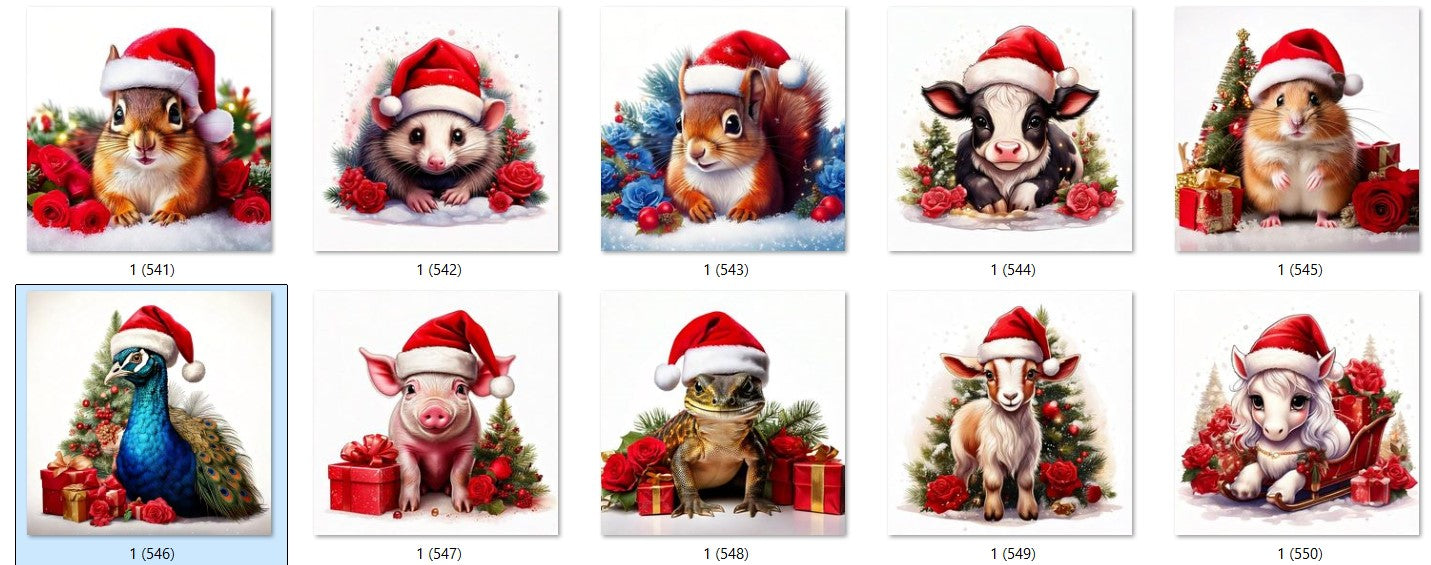 CHRISTMAS ANIMAL Ready To Press Sublimation Heat Transfer Print Bundles Of 10 Prints (LMHCHRISTMASANIMALS1-1000)